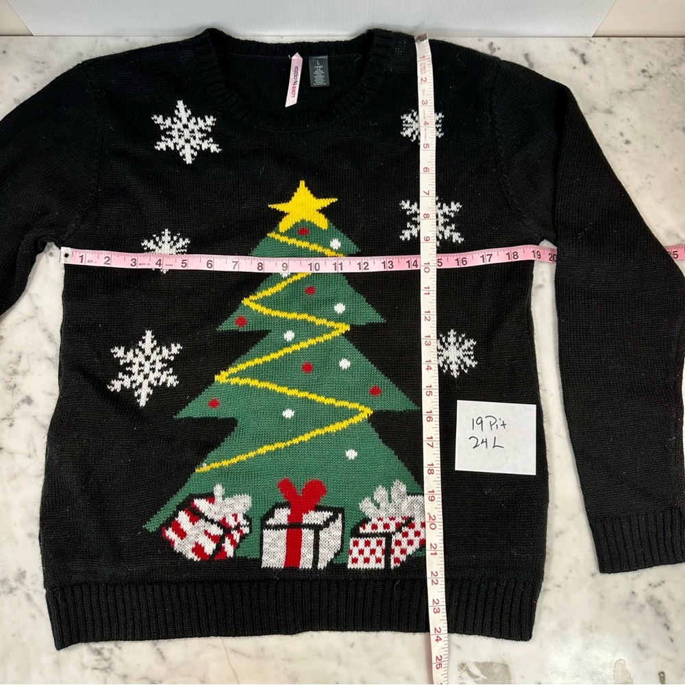 LOVE BY DESIGN Sweater Light Up Christmas Tree Black Green size Large - Picture 9 of 13